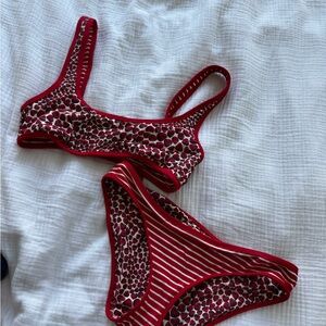 J. Crew Red and White Bikini Set